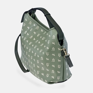 Bolso "EL CABALLO" Hobo asa corta estampado caballitos color verde agua - Imagen 2